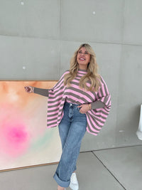 Pullover rose/taupe OVERSIZE STRIPE POWER
