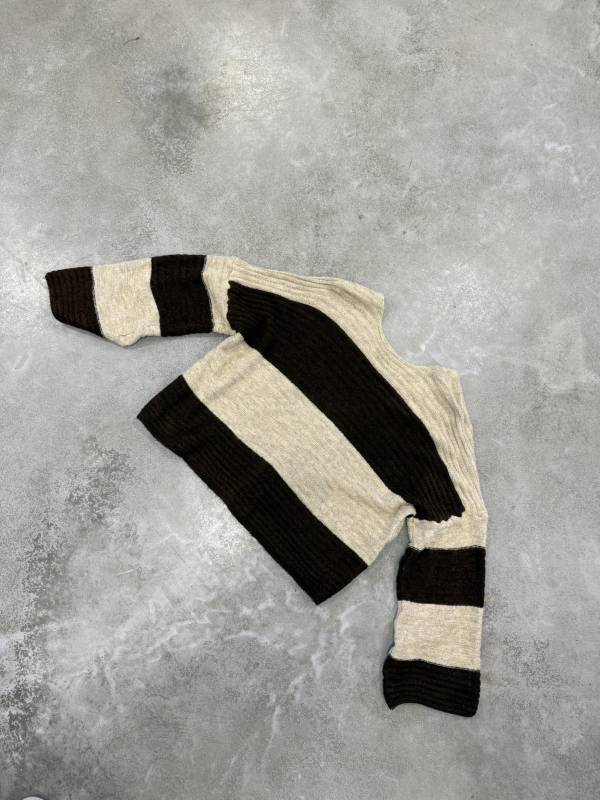 Leichte Strickjacke BLOCK STRIPES mit Knopfleiste chocolate/creme