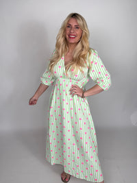 Musselin Kleid weiß HEART ATTACK neon grün