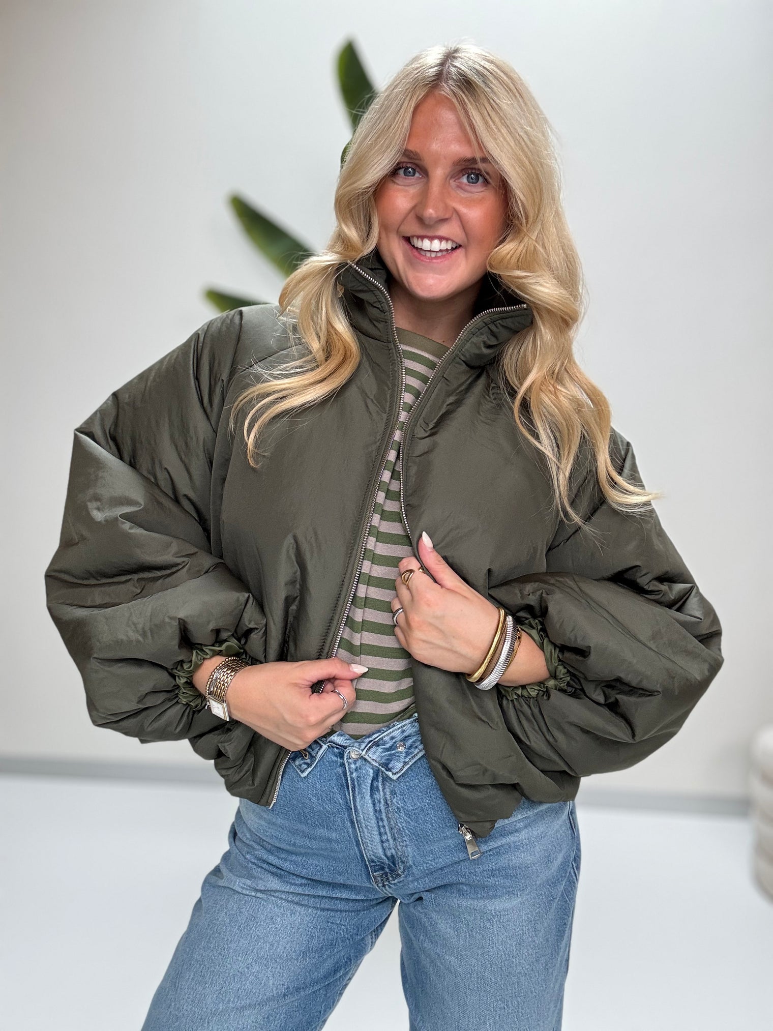 Jacke PUFFY POWER mit Reißverschluss grün