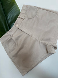 Velours Shorts mit elastischem Bund hell taupe