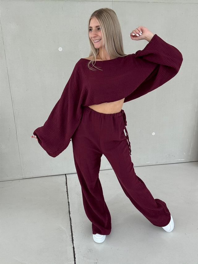 Musselin Set ROME burgundy