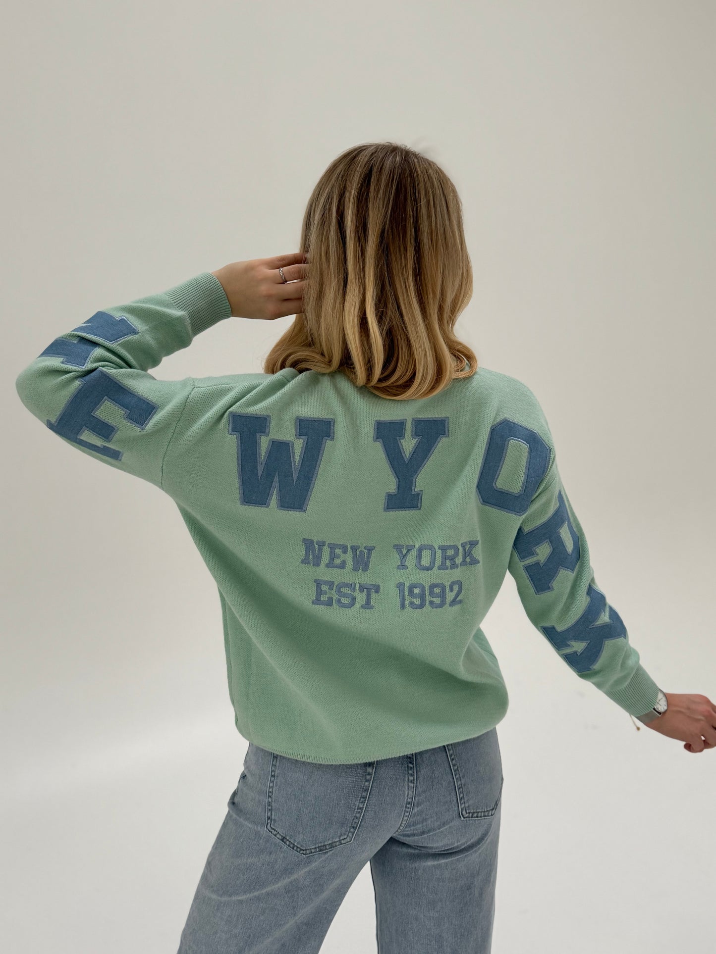 Oversize Pullover creme mit NEW YORK Rückenprint