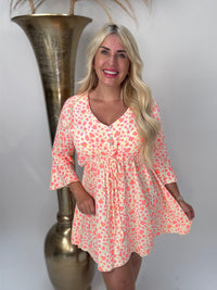 Musselin Kleid gelb MICRO LEO pink & orange