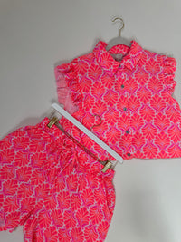 Ärmellose Musselin Bluse weiß SUMMER MEMORIES hot pink/orange