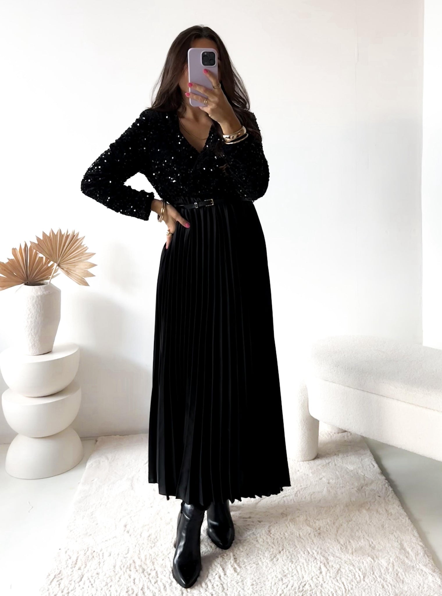 Samt Plissee Kleid SPARKLE Elegance Back