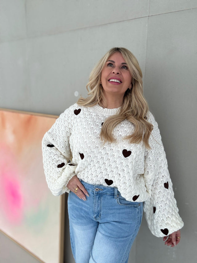 Pullover creme/coffee PUFFY HEARTS