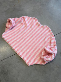 Oversize Strickpullover Stripes mit Alpakaanteil hell / dunkel Rosé