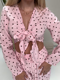 Bindebluse POLKA DOTS LOVE hellrosa/coffee
