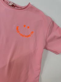 Sweatshirt kurzarm rosa HAPPY MIND HAPPY LIFE hot orange