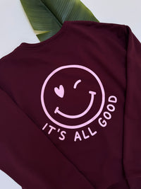 Sweater mit Rückenprint burgundy/rosa ITS ALL GOOD