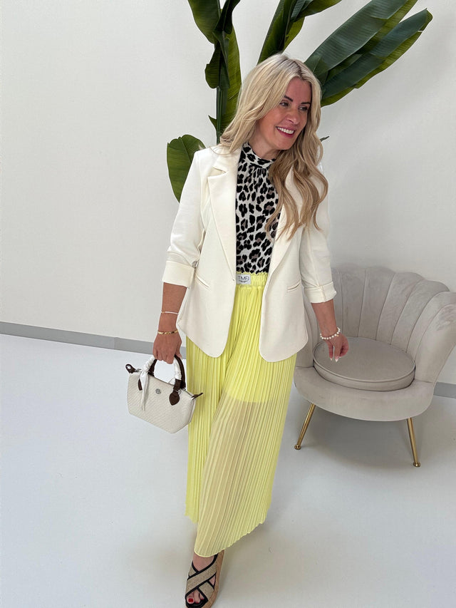 Neckholder Top mit Bindedetail creme LEO schwarz