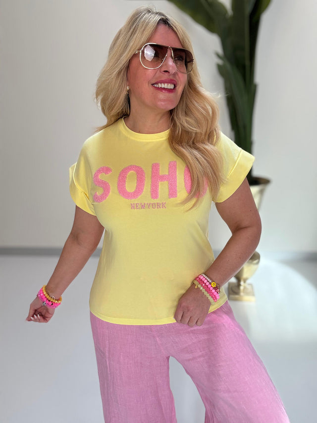 Statement Shirt gelb SOHO rosa