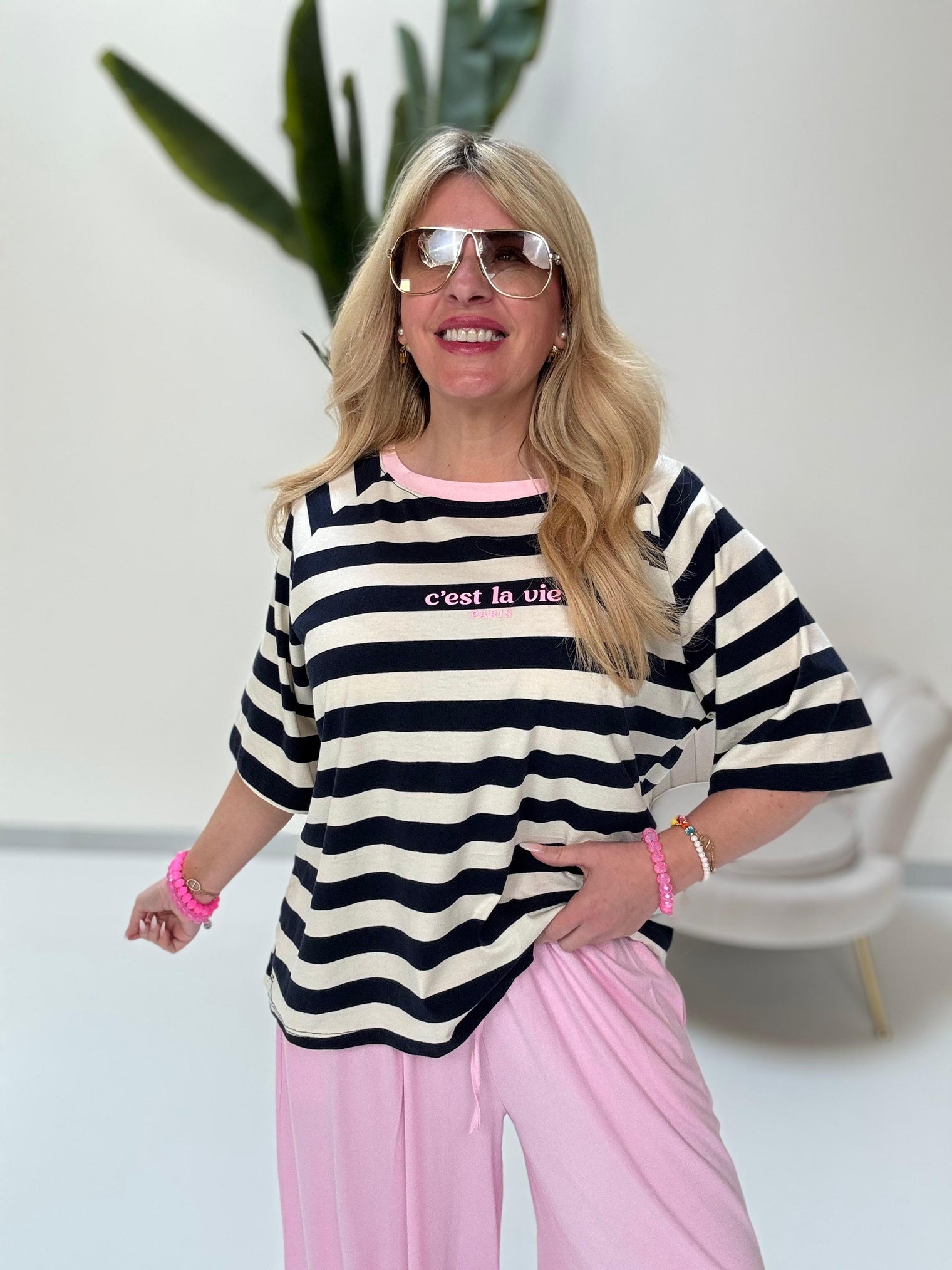 Statement Shirt dunkelblau/weiß  C’est la vie Paris