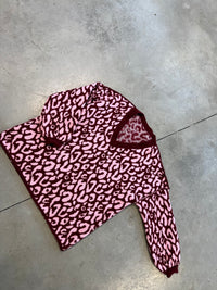 Cozy Strickpullover im angesagten Leo Muster burgundy/rosa