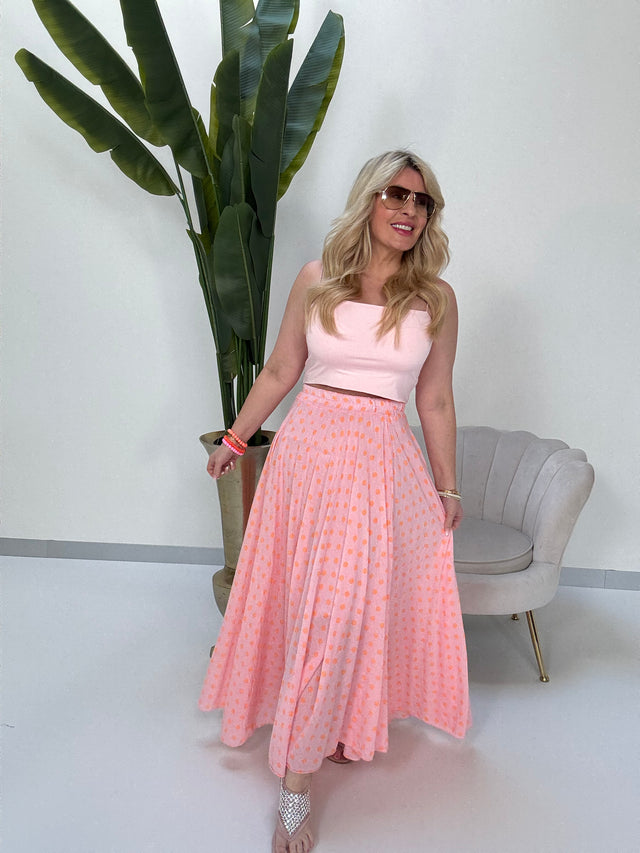 Rock weiß POLKA DOTS Rosa Peach