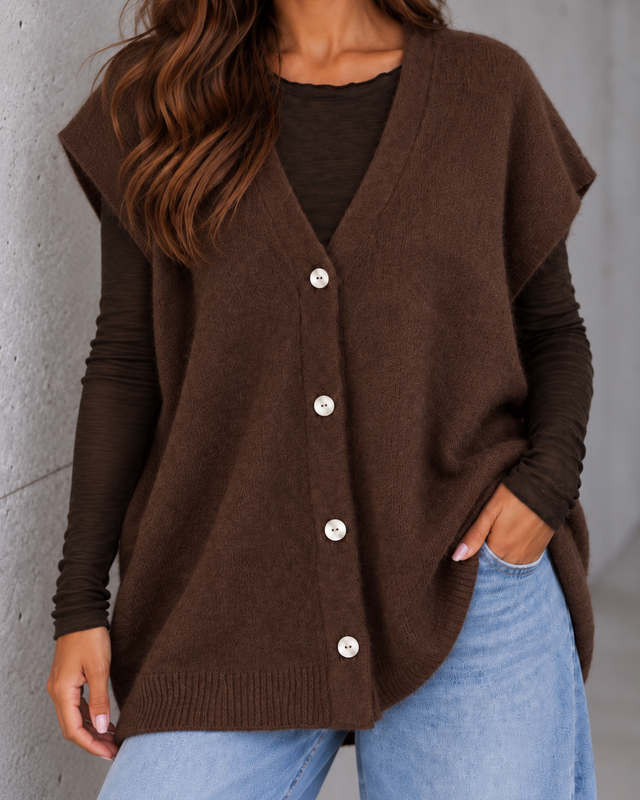 Alpaka Weste SCANDINAVIAN GIRL Oversize chocolate