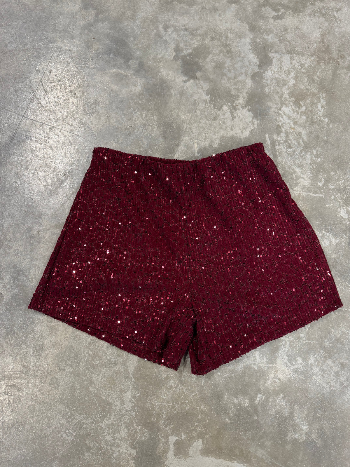 Sparkle Shorts Elegance mit elastischem Bund Burgundy