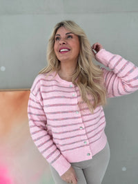 Strickjacke rosa RAINBOW LINES