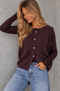 Alpaka Cardigan SCANDINAVIAN GIRL Pflaume