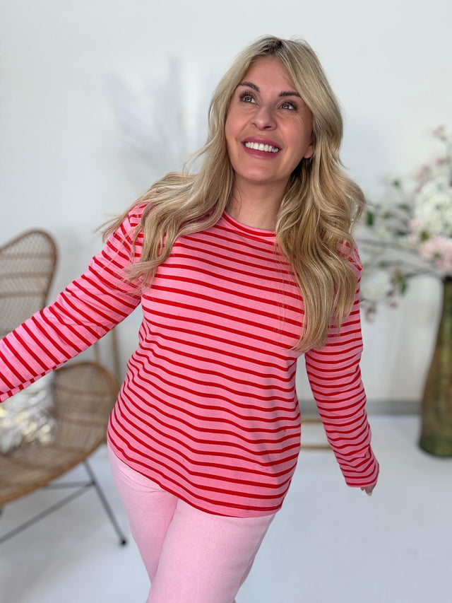 Langarmshirt rosa/rot STRIPE CLUB