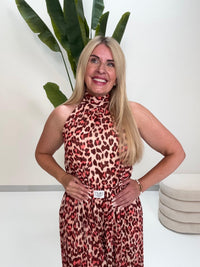 Neckholder Top mit Bindedetail creme LEO braun/rosa (Kopie)
