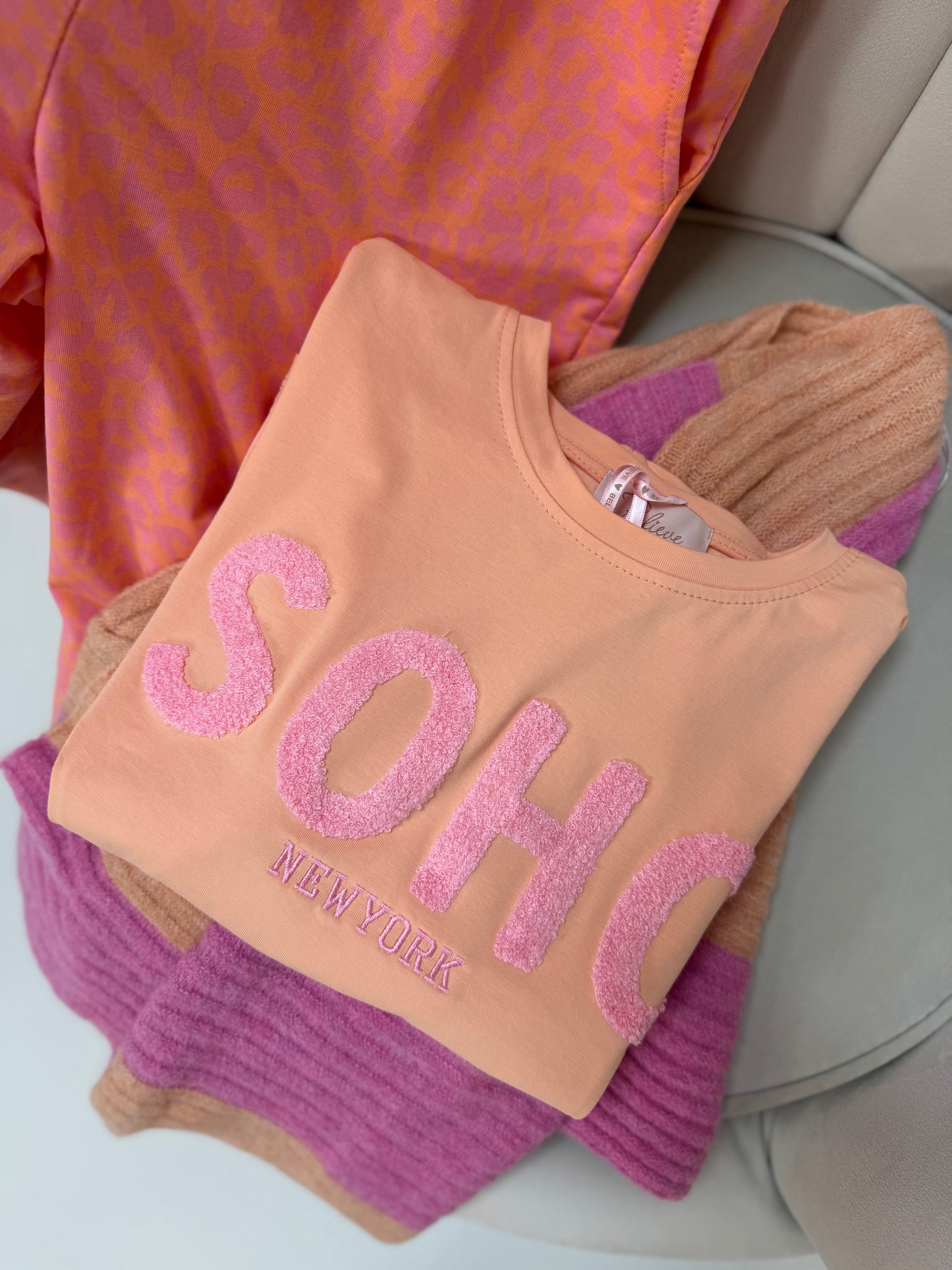 Statement Shirt weiß SOHO Peach