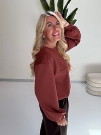 Butterstoff Pullover mit Gummizug unten rost