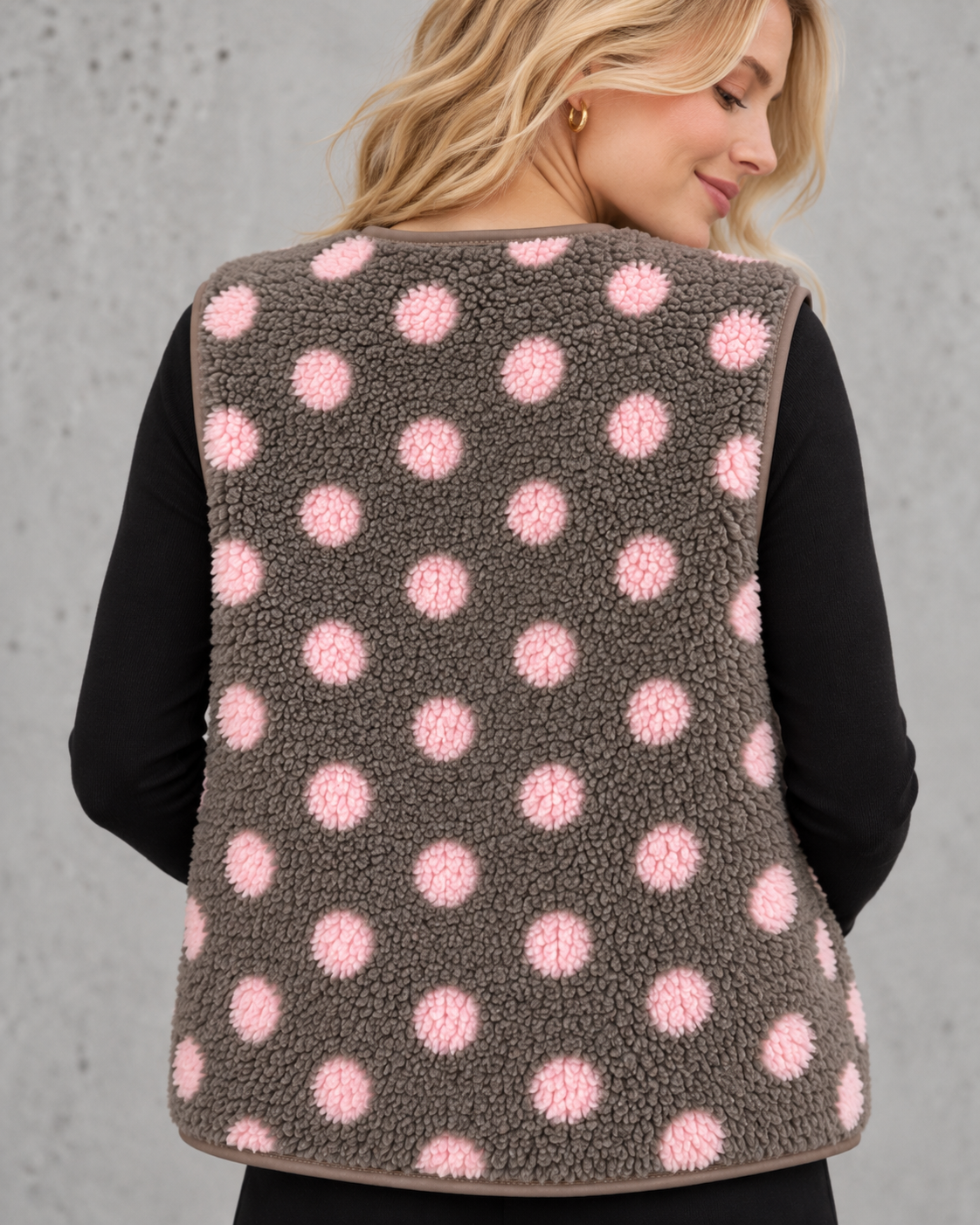 DOTS Weste Teddy taupe/rosa