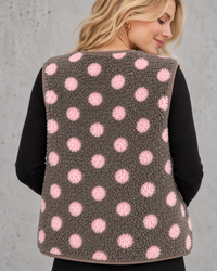 DOTS Weste Teddy taupe/rosa