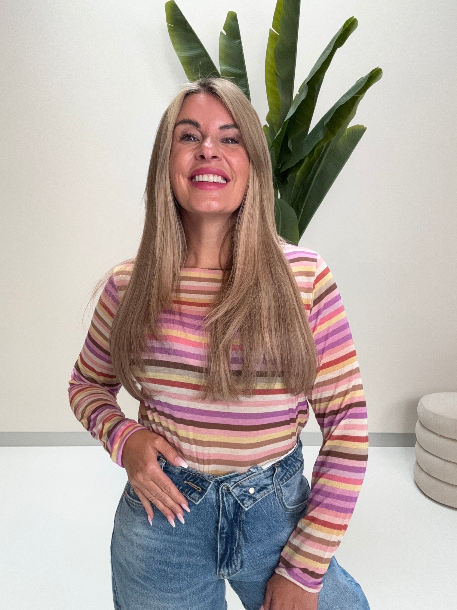Comfy Stretchy Cashmere Langarmshirt flieder/lila/buttermilk