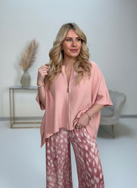 Feinstrick Jacke rosa mit Reißverschluss ELEGANT WALK