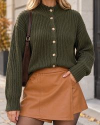 Strickjacke mit Knopfleiste khaki