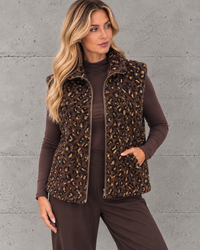 LEO TeddyWeste chocolate/schwarz/beige
