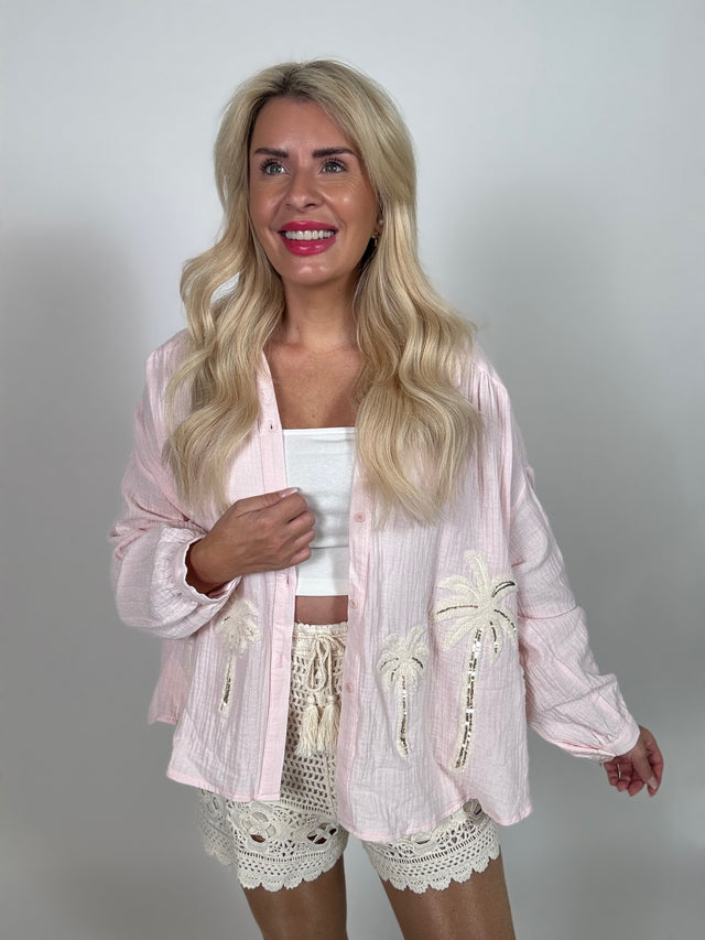 Musselin Bluse rosa PALM PRINCESS