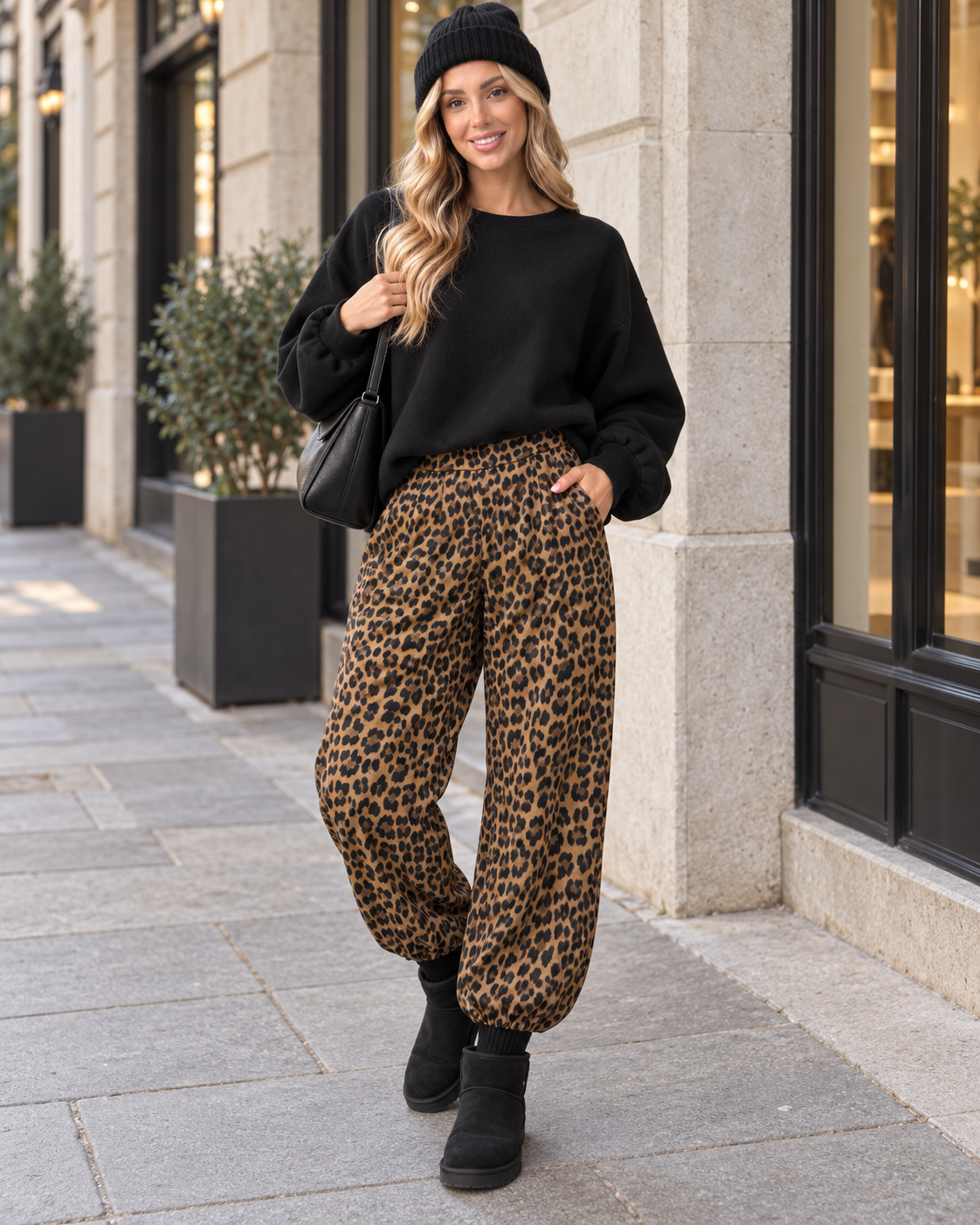 Winter Butterstoff Ballon Hose camel leo