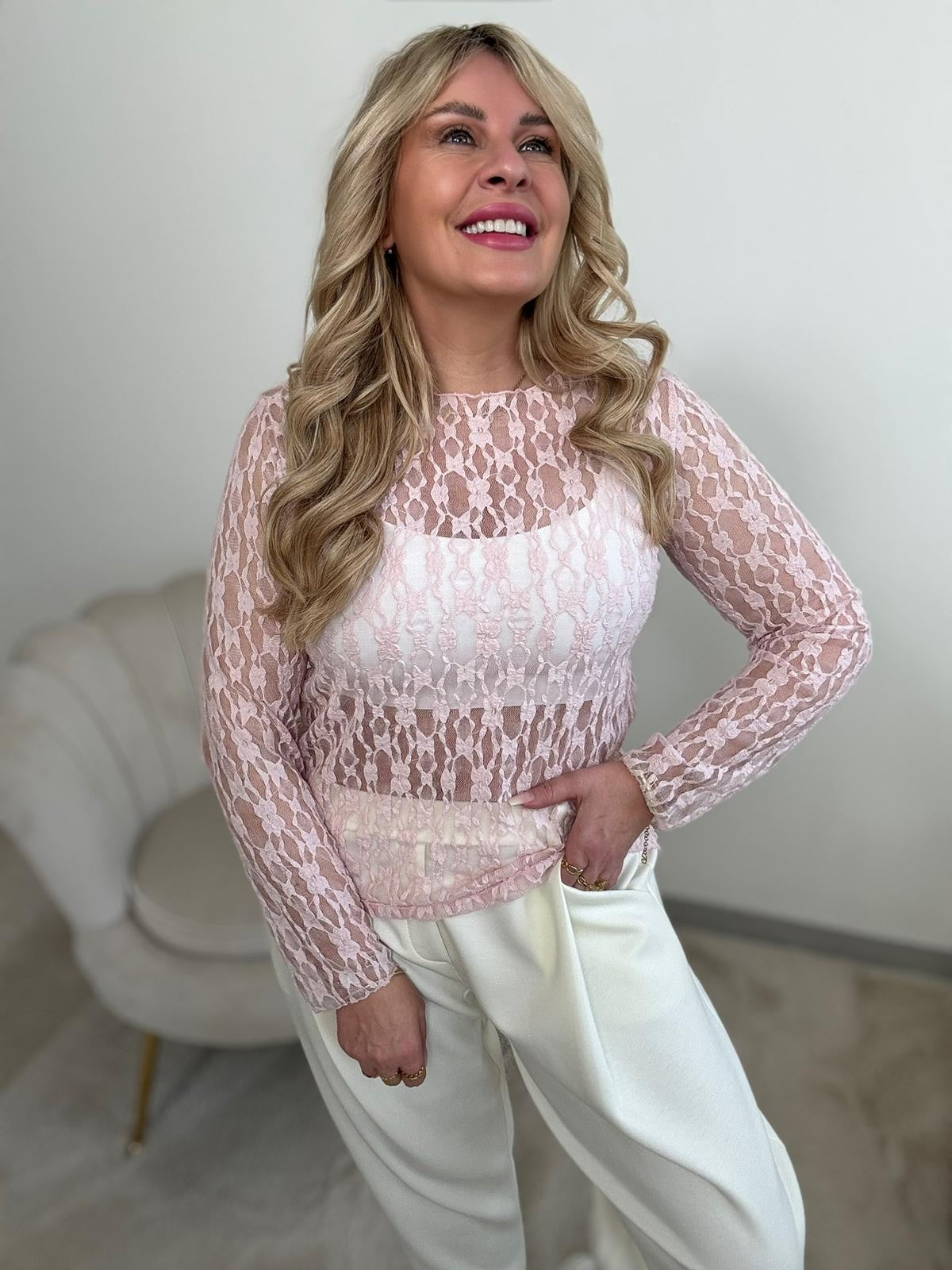 Spitzenshirt soft rose ROMANTIC TRANSPARENCY