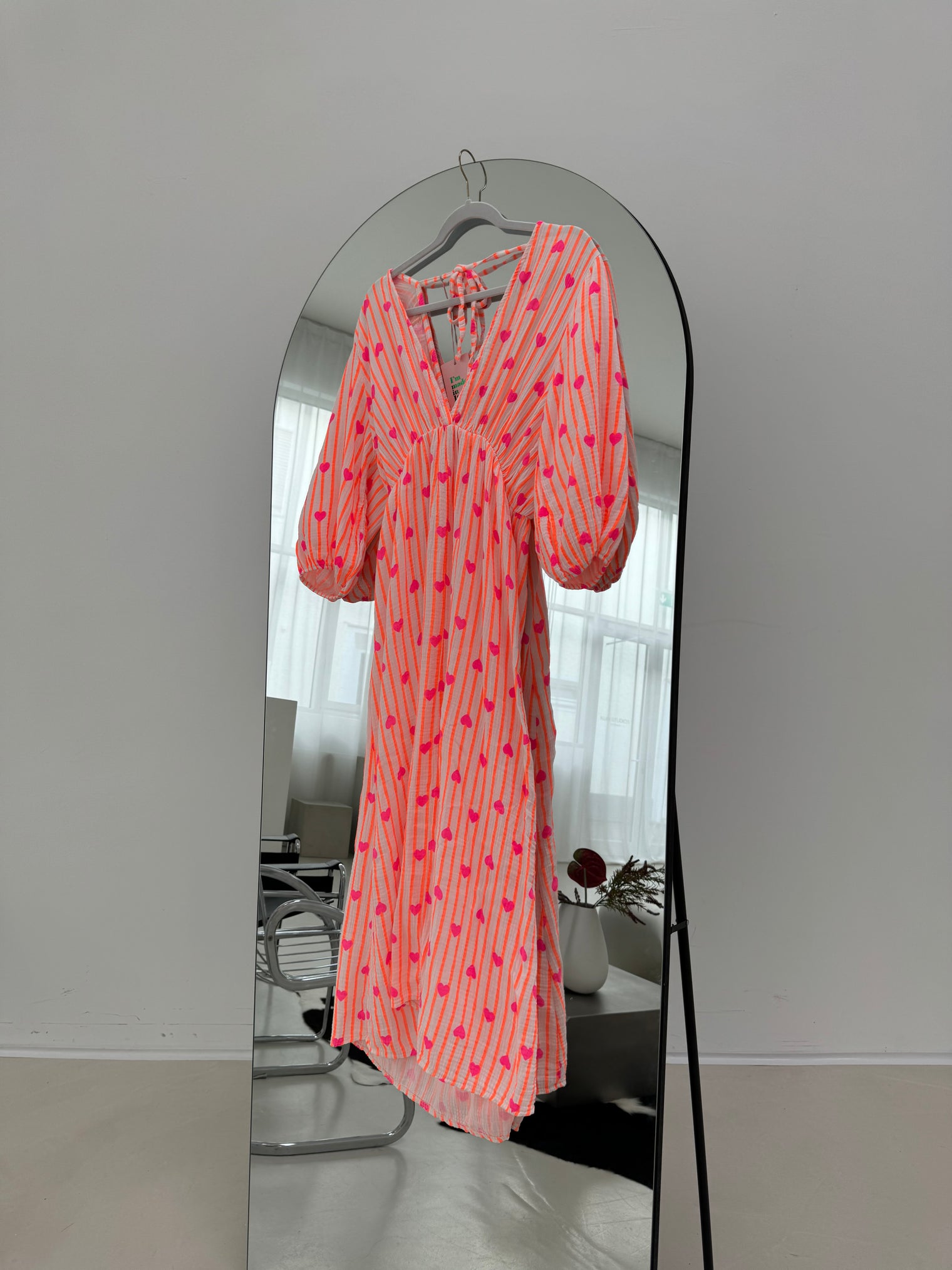 Musselin Kleid weiß HEART ATTACK orange