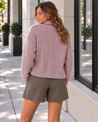 Strickjacke ZIPPER STRIPES rosa/taupe