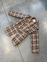 Karierter Long Blazer/ Kurz Mantel in Beige