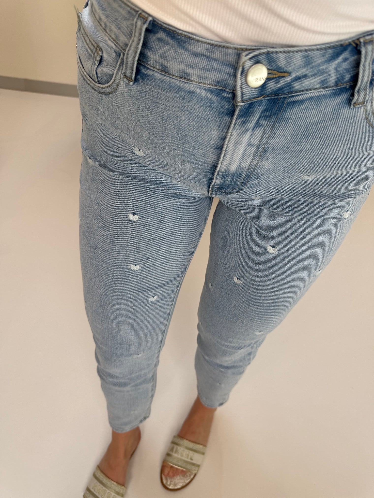 Stretch Mom Jeans WHITE HEART