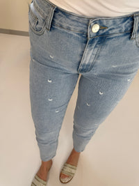 Stretch Mom Jeans WHITE HEART