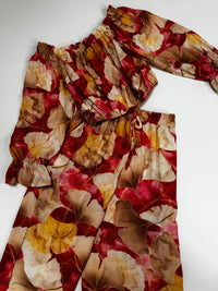 Carmen Bluse langarm FLORAL QUEEN rot/beige/creme