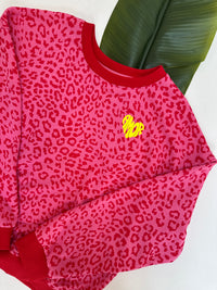 Sweater mit Rückenprint AMOR CLUB rot leo