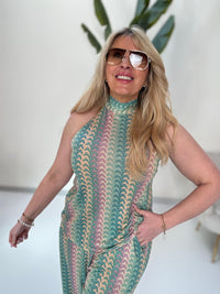 Top ELEGANT MODE grün/mint/beige/rose