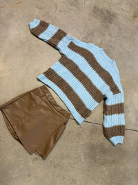 Strickpullover ONLY COZY VIBES taupe/hellblau