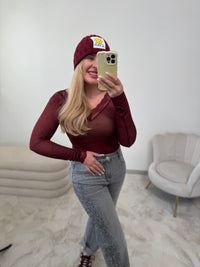 Stretchy Cashmere Langarmshirt black Hearts  Burgundy mit Spitze