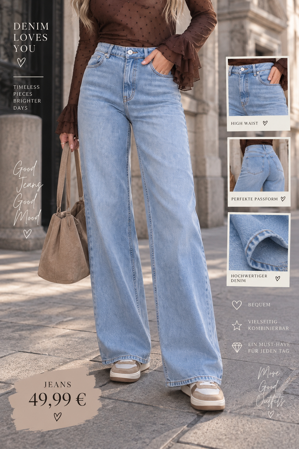 High Waist Stretch Jeans mit heller Waschung