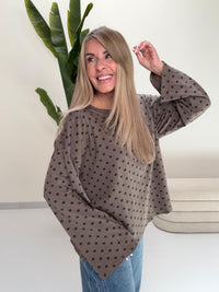 Longsleeve DOTS mit leicht ausgestelltem Ärmel taupe
