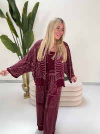 Luftige Sommerhose LUXURY CLEAN GIRL mit Seidenoptik burgundy